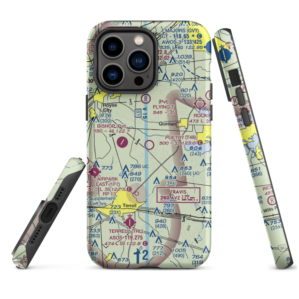 Poetry Flying Ranch Airport (T48) VFR Sectional  Tough iPhone Case iPhone 14 Pro Max model shown