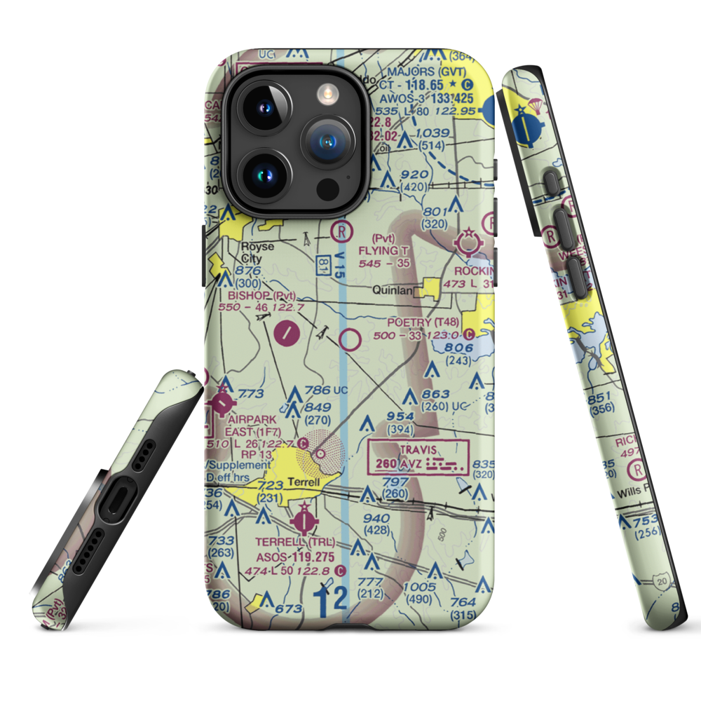 Poetry Flying Ranch Airport (T48) VFR Sectional  Tough iPhone Case iPhone 15 Pro Max model shown