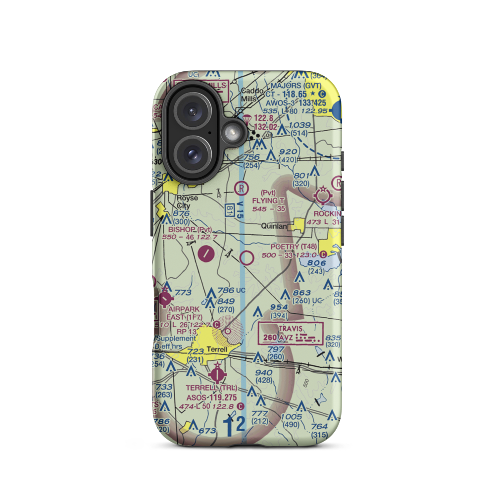 Poetry Flying Ranch Airport (T48) VFR Sectional  Tough iPhone Case iPhone 16 model shown