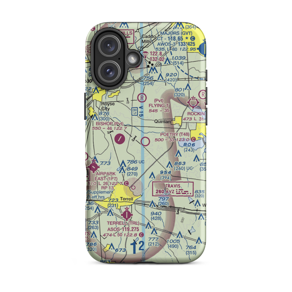 Poetry Flying Ranch Airport (T48) VFR Sectional  Tough iPhone Case iPhone 16 Plus model shown