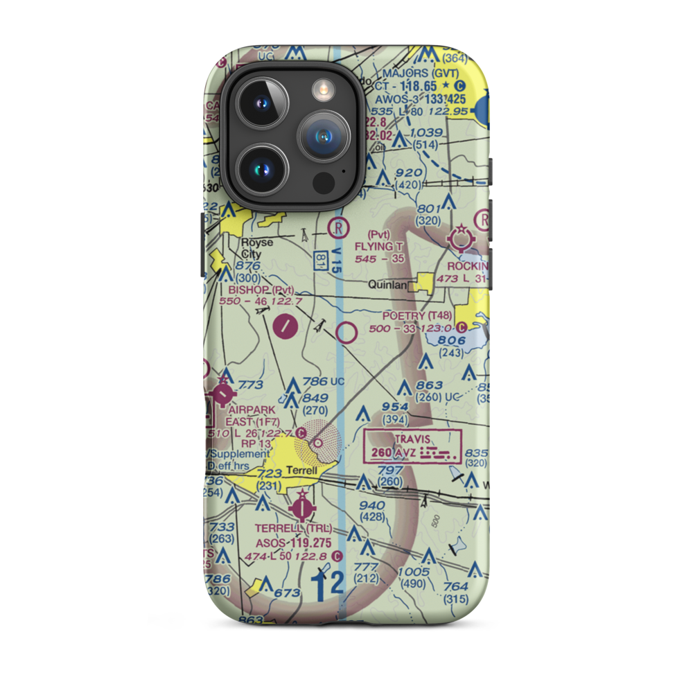 Poetry Flying Ranch Airport (T48) VFR Sectional  Tough iPhone Case iPhone 16 Pro Max model shown