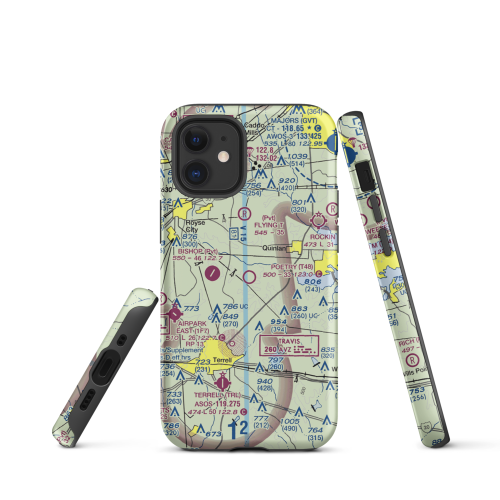 Poetry Flying Ranch Airport (T48) VFR Sectional  Tough iPhone Case iPhone 12 mini model shown