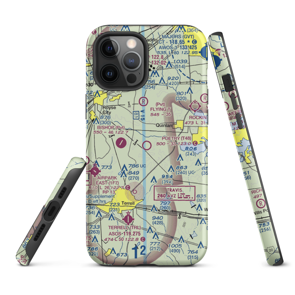 Poetry Flying Ranch Airport (T48) VFR Sectional  Tough iPhone Case iPhone 12 Pro Max model shown
