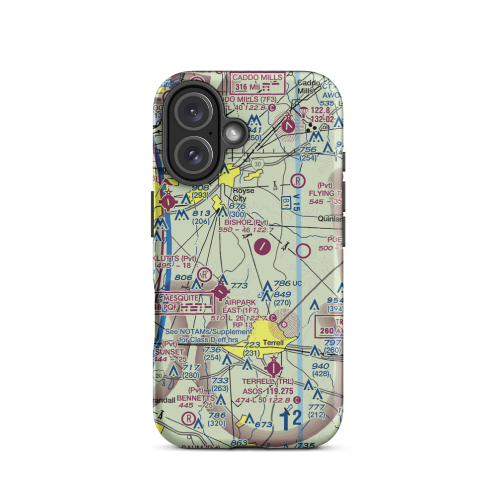 Poetry Landing Airport (T33) VFR Sectional  Tough iPhone Case iPhone 16 model shown