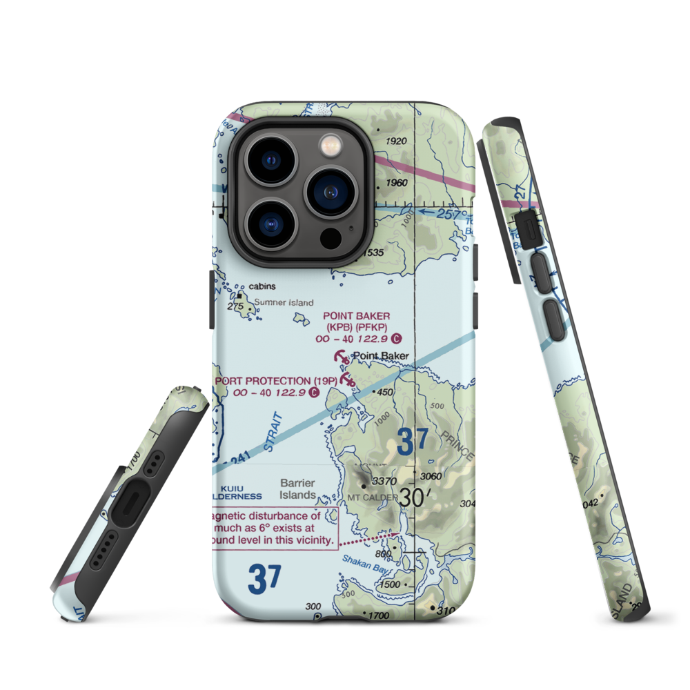 Point Baker Seaplane Base (KPB) VFR Sectional  Tough iPhone Case iPhone 14 Pro model shown