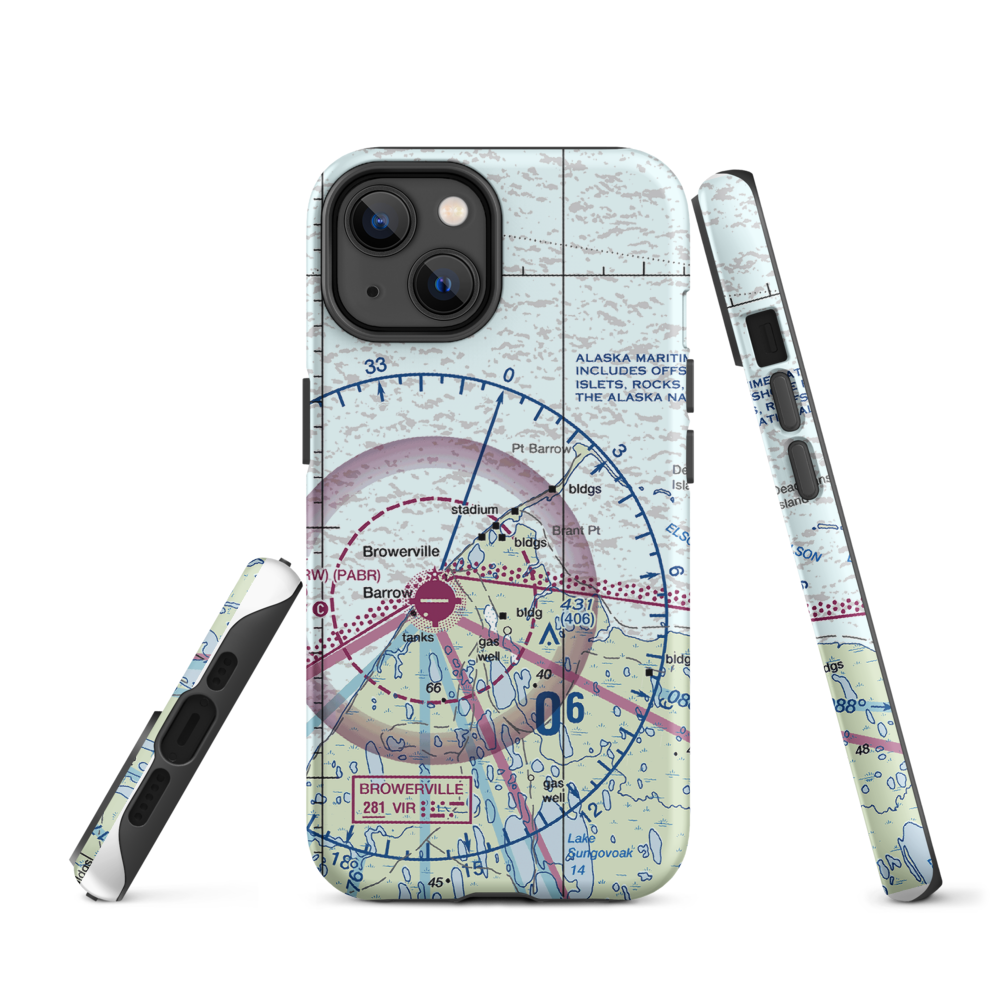 Point Barrow LRRS Airstrip (US-0252) VFR Sectional  Tough iPhone Case iPhone 14 model shown