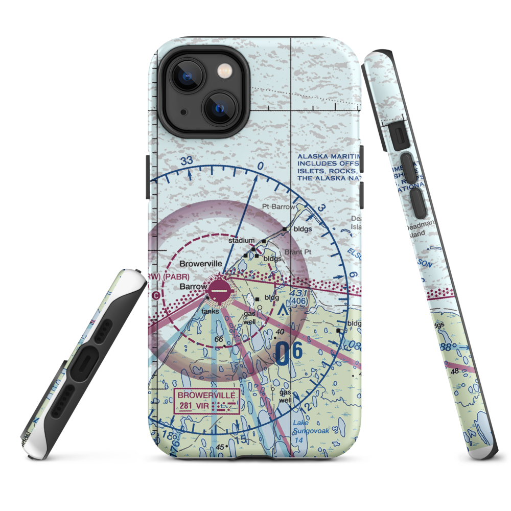 Point Barrow LRRS Airstrip (US-0252) VFR Sectional  Tough iPhone Case iPhone 14 Plus model shown