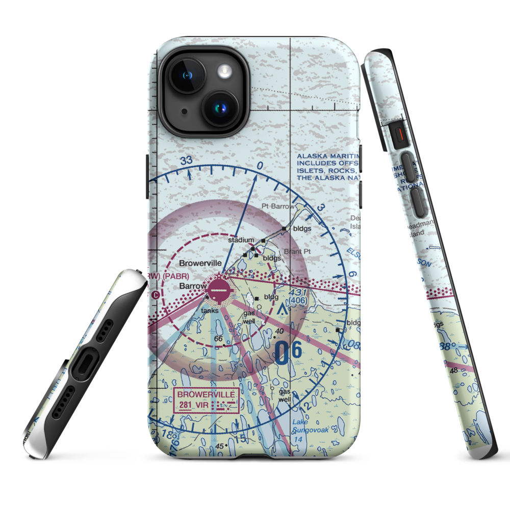 Point Barrow LRRS Airstrip (US-0252) VFR Sectional  Tough iPhone Case iPhone 15 Plus model shown