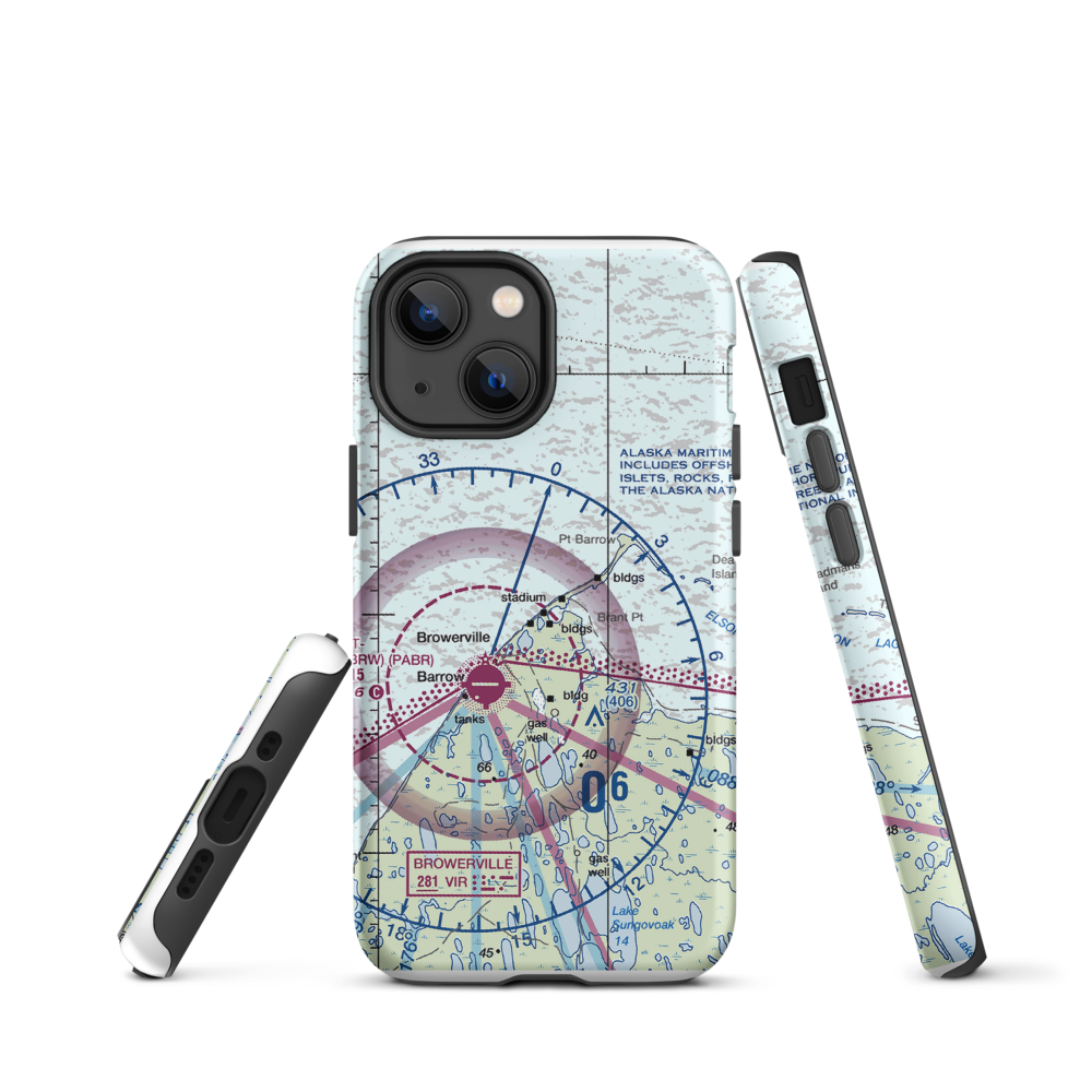 Point Barrow LRRS Airstrip (US-0252) VFR Sectional  Tough iPhone Case iPhone 13 mini model shown