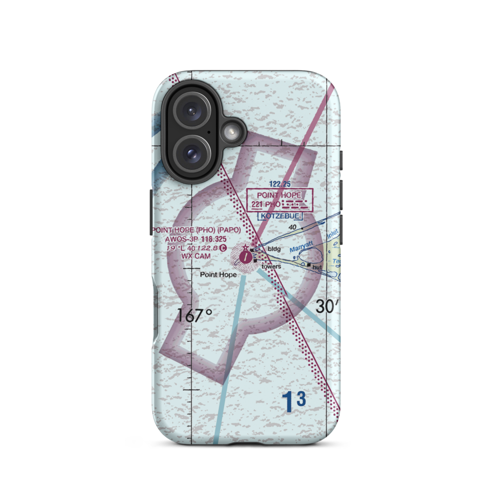 Point Hope Airport (PHO) VFR Sectional  Tough iPhone Case iPhone 16 model shown