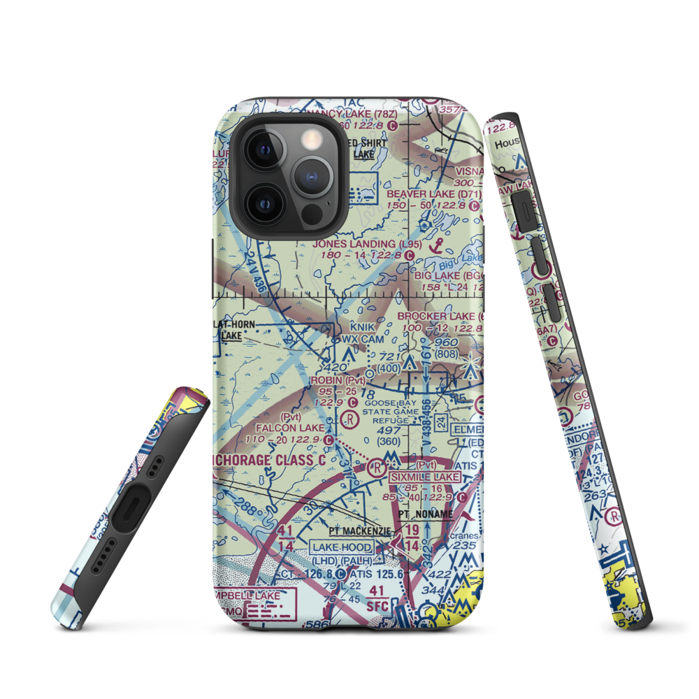 Point Mac Airport (AK36) VFR Sectional  Tough iPhone Case iPhone 12 Pro model shown