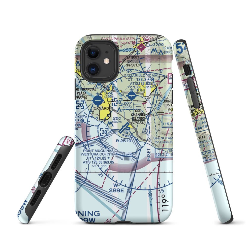 Point Mugu Naval Air Station (Naval Base Ventura Co) (NTD) VFR Sectional  Tough iPhone Case iPhone 11 model shown