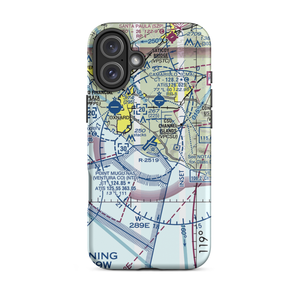 Point Mugu Naval Air Station (Naval Base Ventura Co) (NTD) VFR Sectional  Tough iPhone Case iPhone 16 Plus model shown
