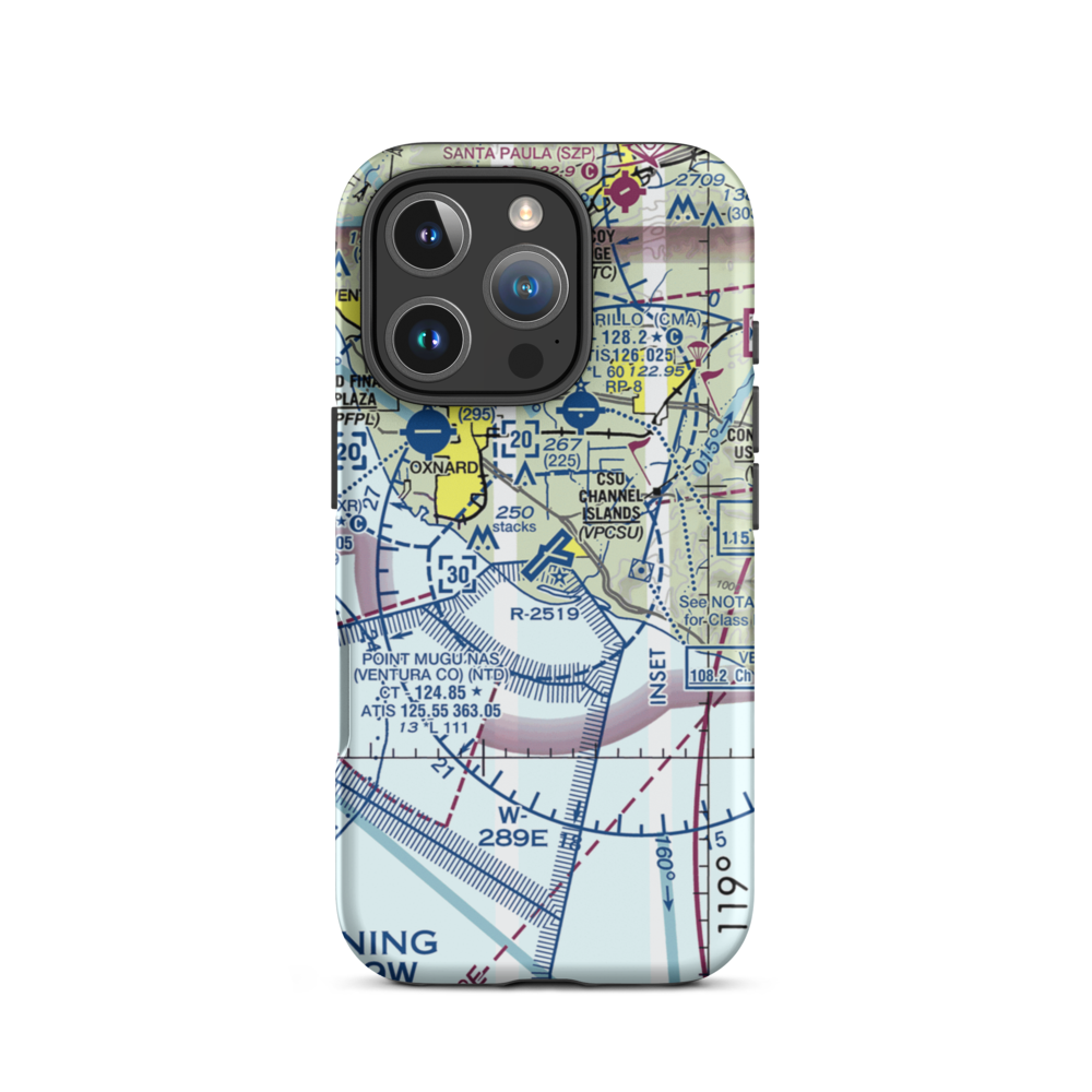 Point Mugu Naval Air Station (Naval Base Ventura Co) (NTD) VFR Sectional  Tough iPhone Case iPhone 16 Pro model shown
