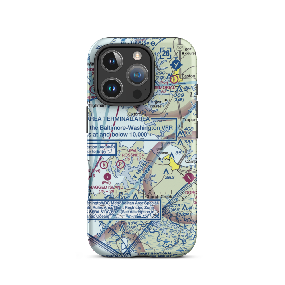 Pokety Airport (3MD8) VFR Sectional  Tough iPhone Case iPhone 16 Pro model shown