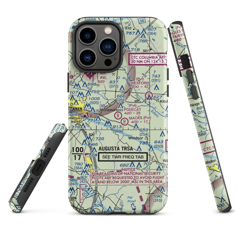 Polecat Aerodrome (SC67) VFR Sectional  Tough iPhone Case iPhone 13 Pro Max model shown