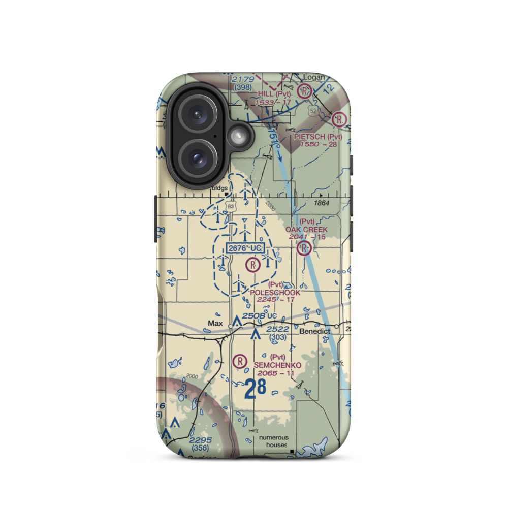 Poleschook Airport (89ND) VFR Sectional  Tough iPhone Case iPhone 16 model shown