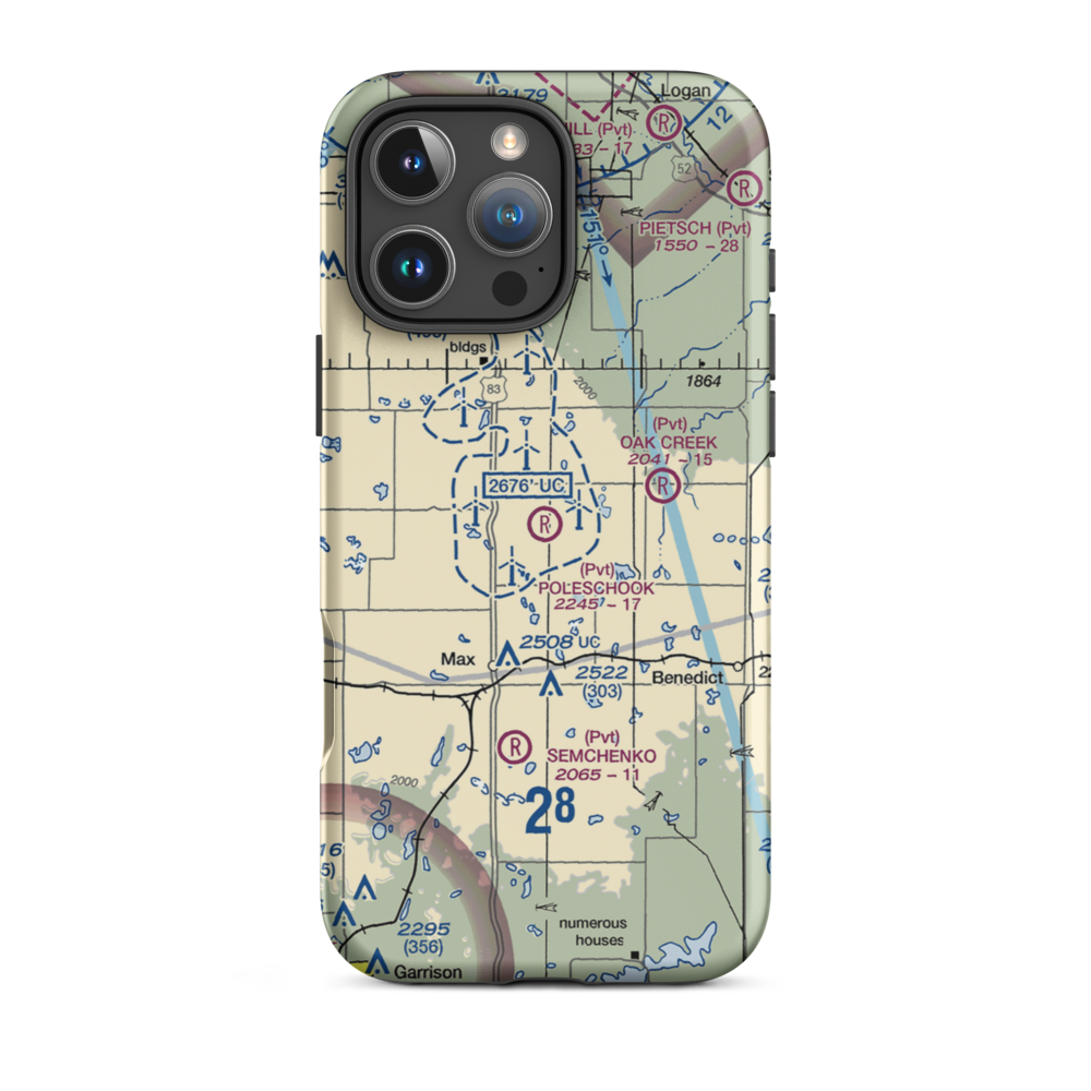 Poleschook Airport (89ND) VFR Sectional  Tough iPhone Case iPhone 16 Pro Max model shown