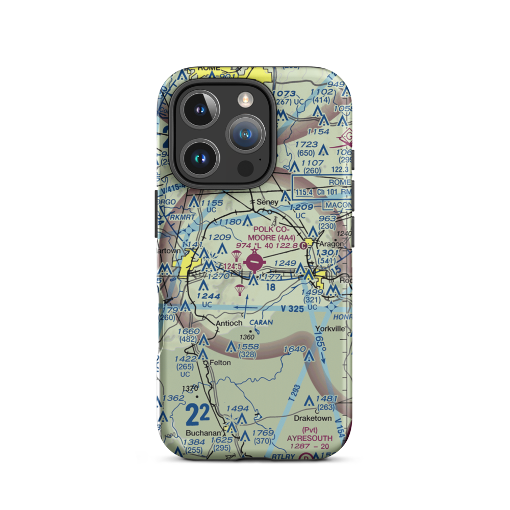 Polk County Airport- Cornelius Moore Field (4A4) VFR Sectional  Tough iPhone Case iPhone 16 Pro model shown