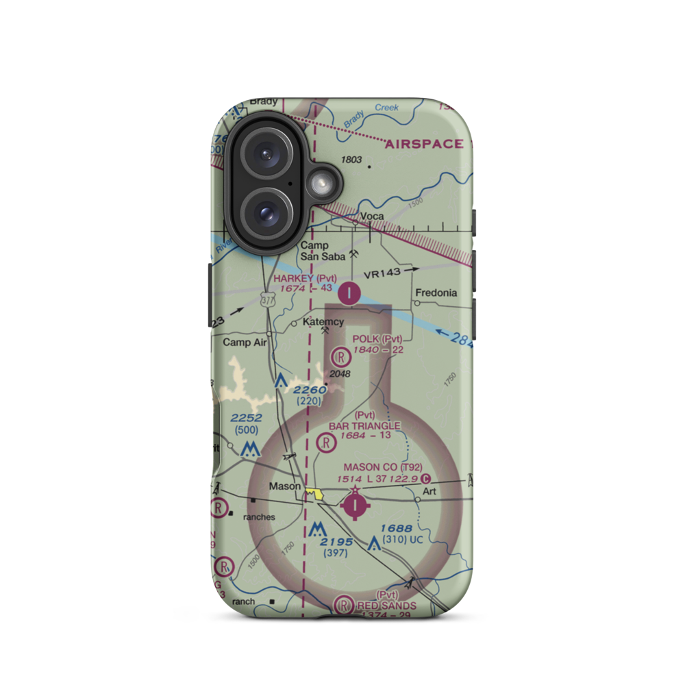 Polk Ranch Airport (XS08) VFR Sectional  Tough iPhone Case iPhone 16 model shown