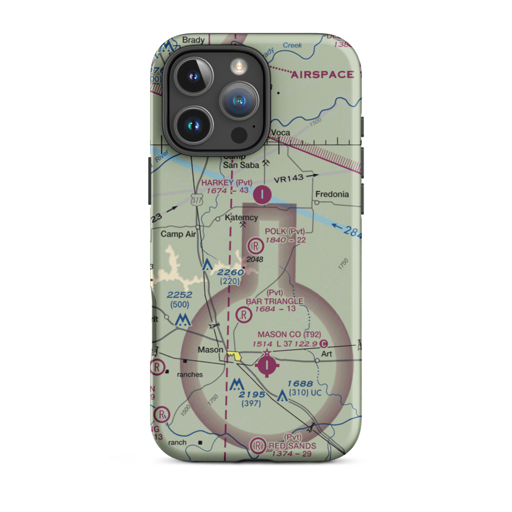 Polk Ranch Airport (XS08) VFR Sectional  Tough iPhone Case iPhone 16 Pro Max model shown