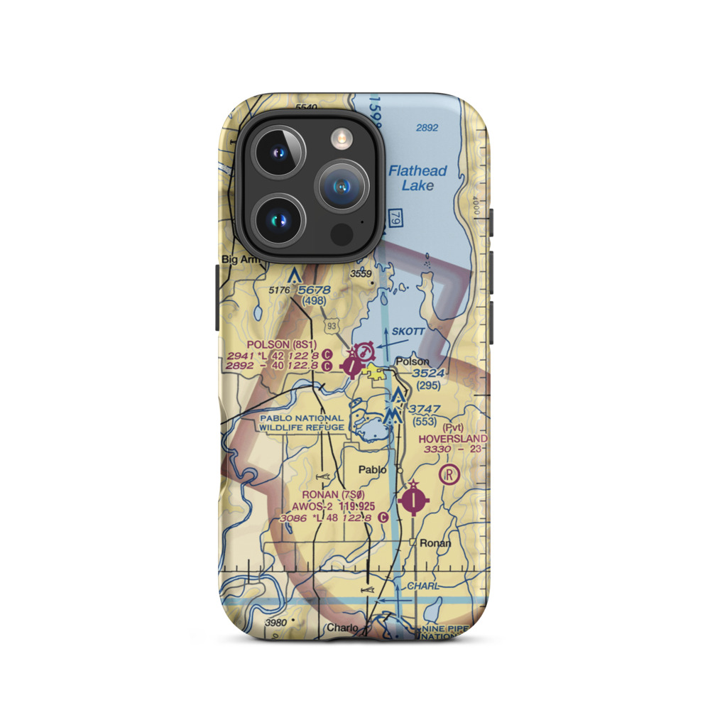 Polson Airport (8S1) VFR Sectional  Tough iPhone Case iPhone 16 Pro model shown