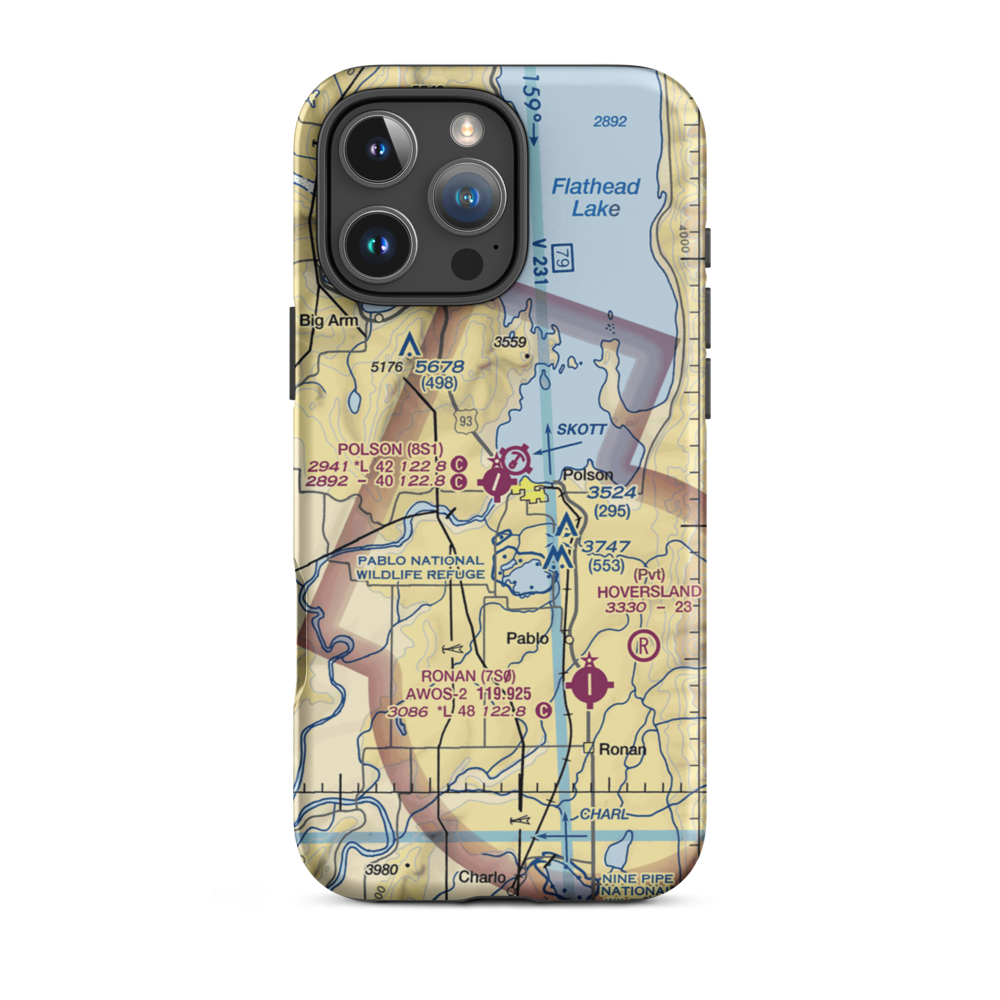 Polson Airport (8S1) VFR Sectional  Tough iPhone Case iPhone 16 Pro Max model shown
