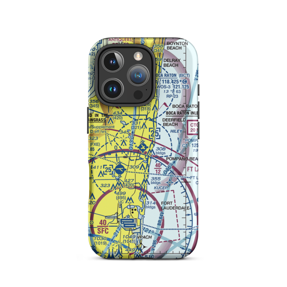 Pompano Beach Airpark (PMP) VFR Sectional  Tough iPhone Case iPhone 16 Pro model shown