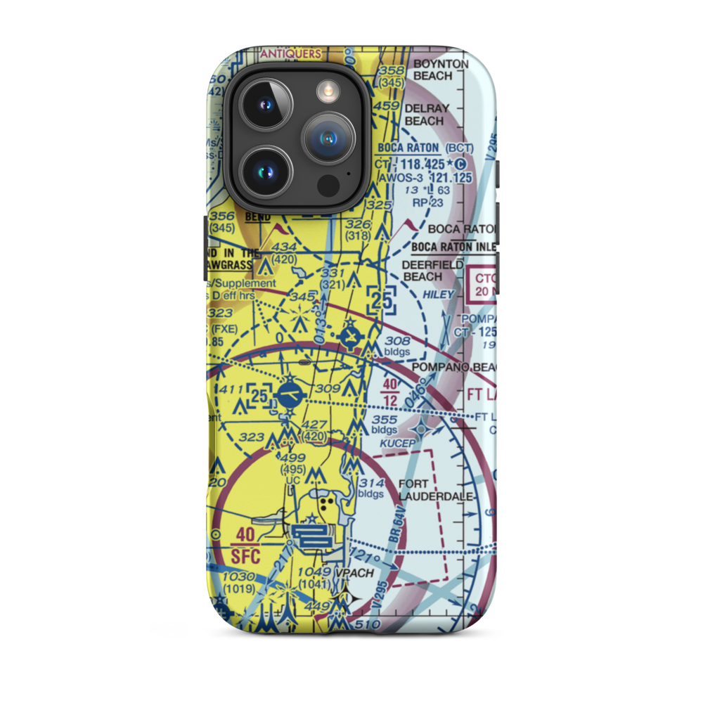 Pompano Beach Airpark (PMP) VFR Sectional  Tough iPhone Case iPhone 16 Pro Max model shown