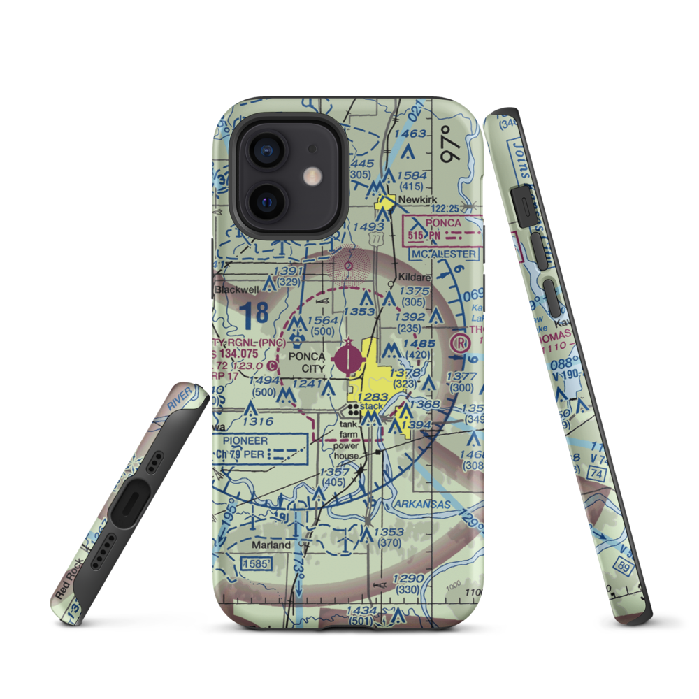 Ponca City Regional Airport (PNC) VFR Sectional  Tough iPhone Case iPhone 12 model shown