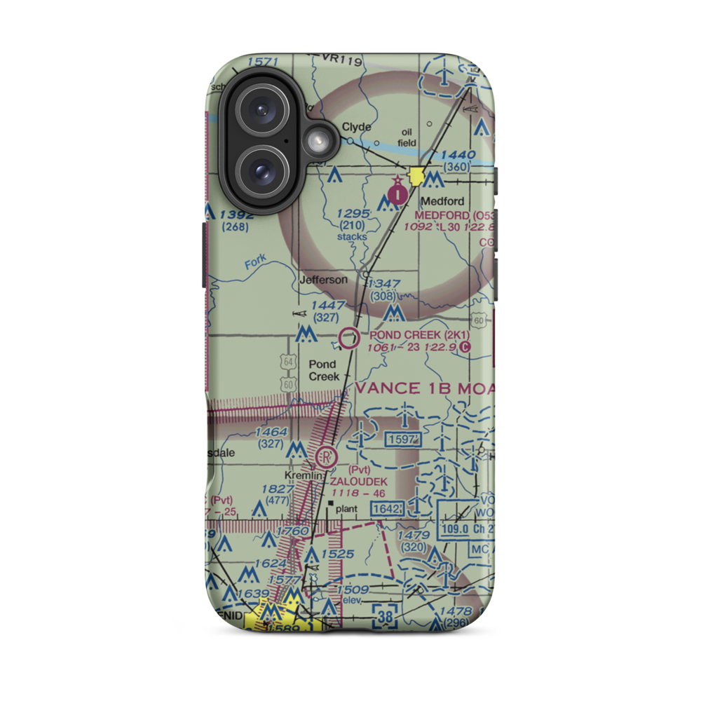 Pond Creek Municipal Airport (2K1) VFR Sectional  Tough iPhone Case iPhone 16 Plus model shown