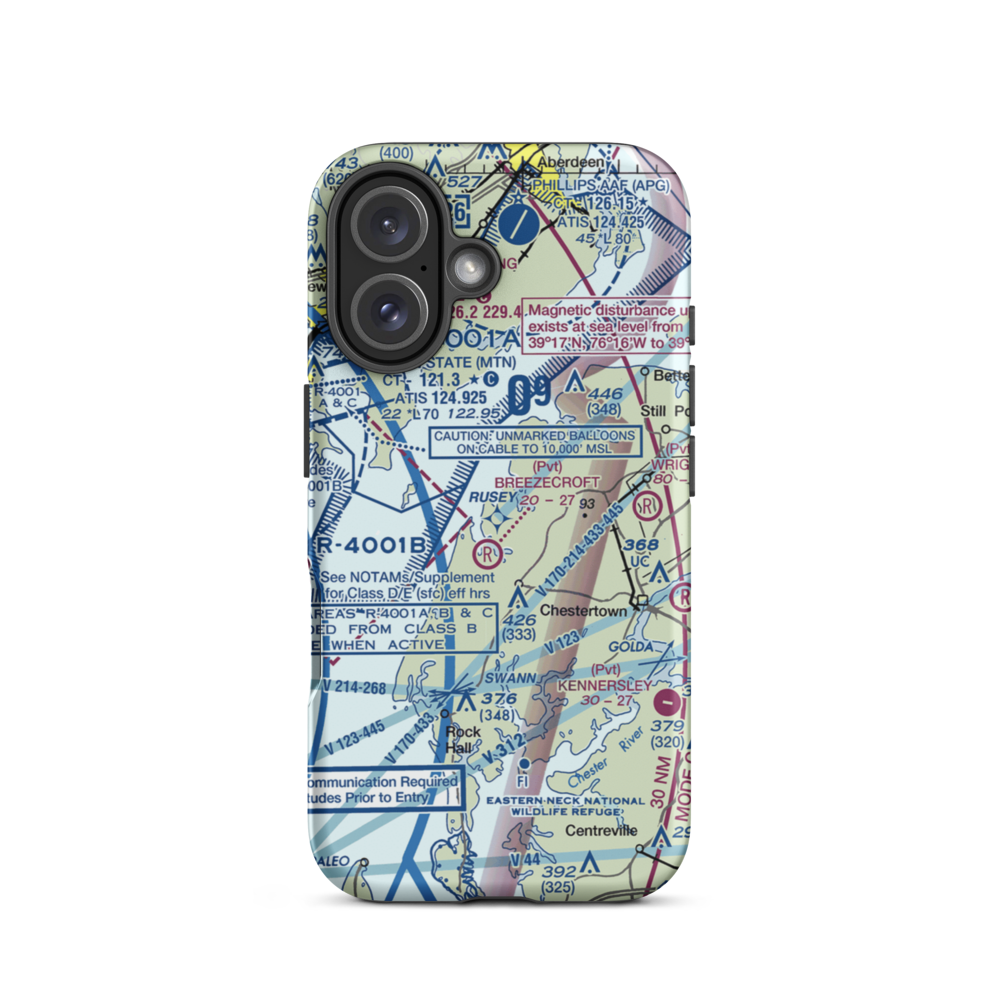 Pond View Private Airport (0MD4) VFR Sectional  Tough iPhone Case iPhone 16 model shown