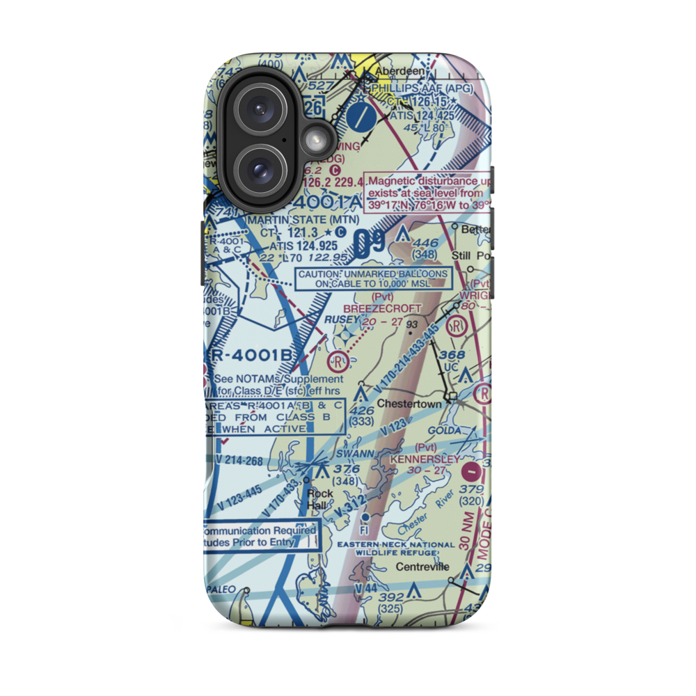 Pond View Private Airport (0MD4) VFR Sectional  Tough iPhone Case iPhone 16 Plus model shown