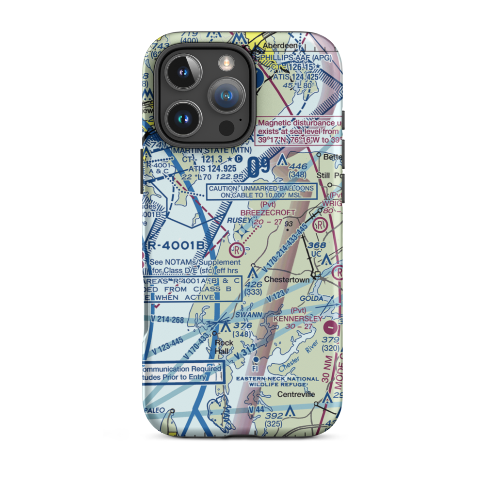 Pond View Private Airport (0MD4) VFR Sectional  Tough iPhone Case iPhone 16 Pro Max model shown