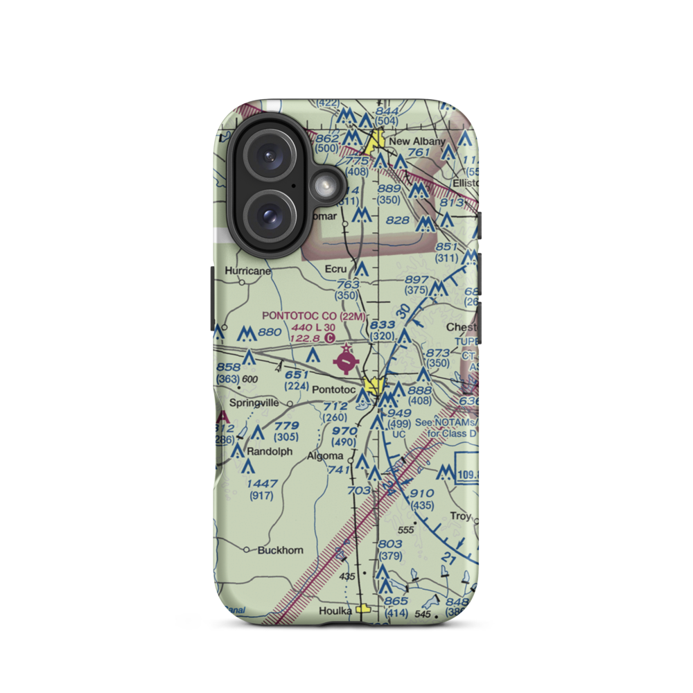 Pontotoc County Airport (22M) VFR Sectional  Tough iPhone Case iPhone 16 model shown