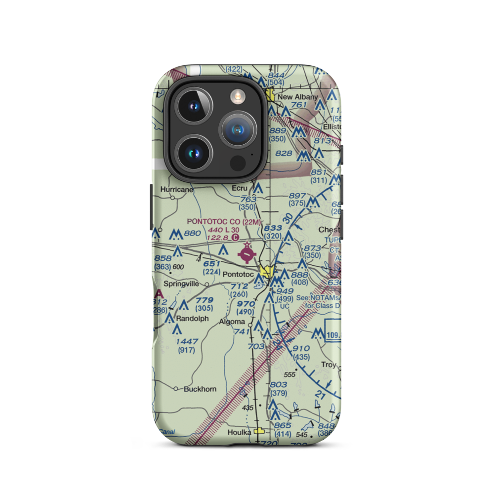 Pontotoc County Airport (22M) VFR Sectional  Tough iPhone Case iPhone 16 Pro model shown
