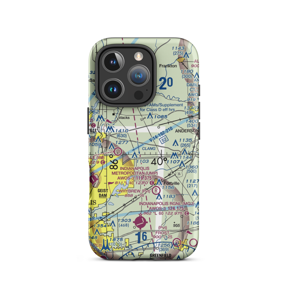 Poole Airport (II86) VFR Sectional  Tough iPhone Case iPhone 16 Pro model shown