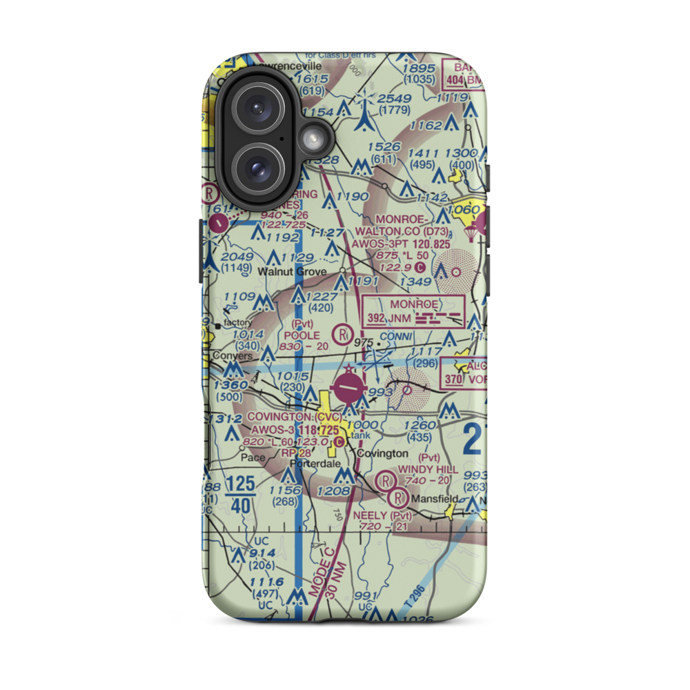 Poole Farm Airport (2GA1) VFR Sectional  Tough iPhone Case iPhone 16 Plus model shown