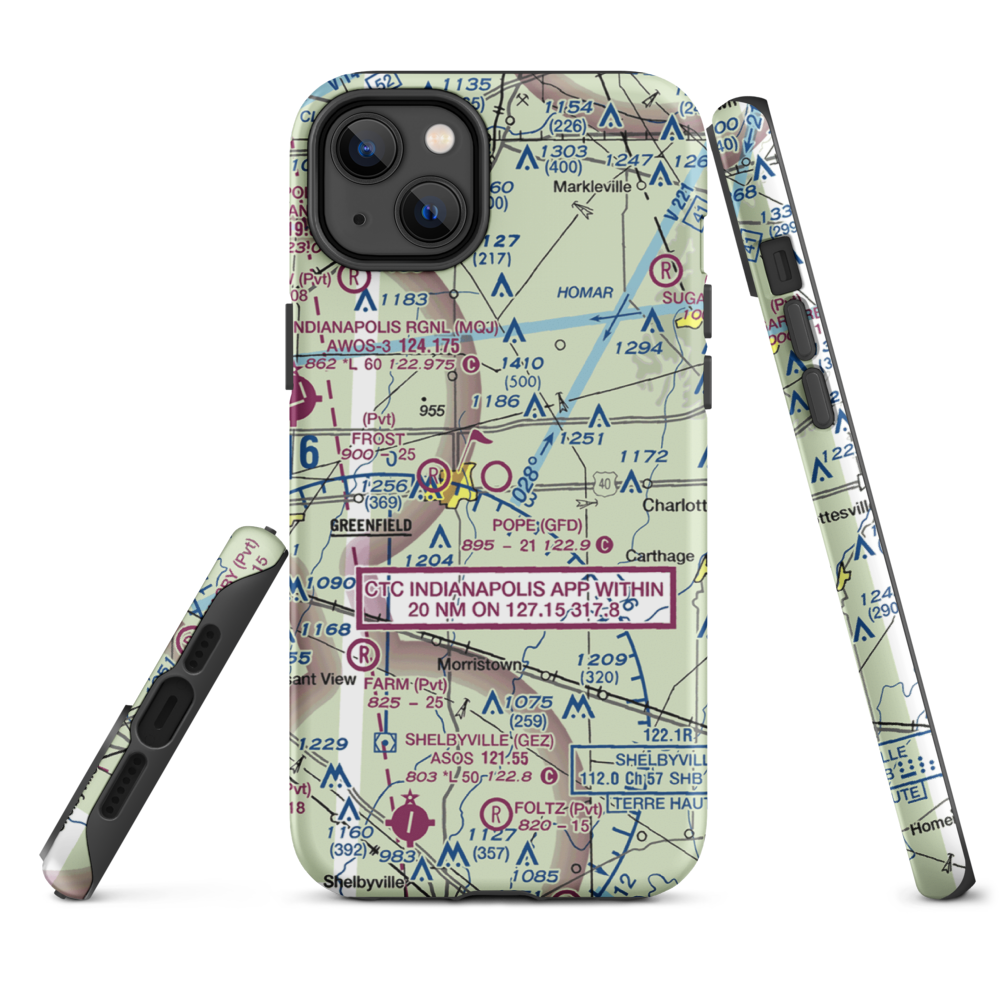 Pope Field (GFD) VFR Sectional  Tough iPhone Case iPhone 14 Plus model shown