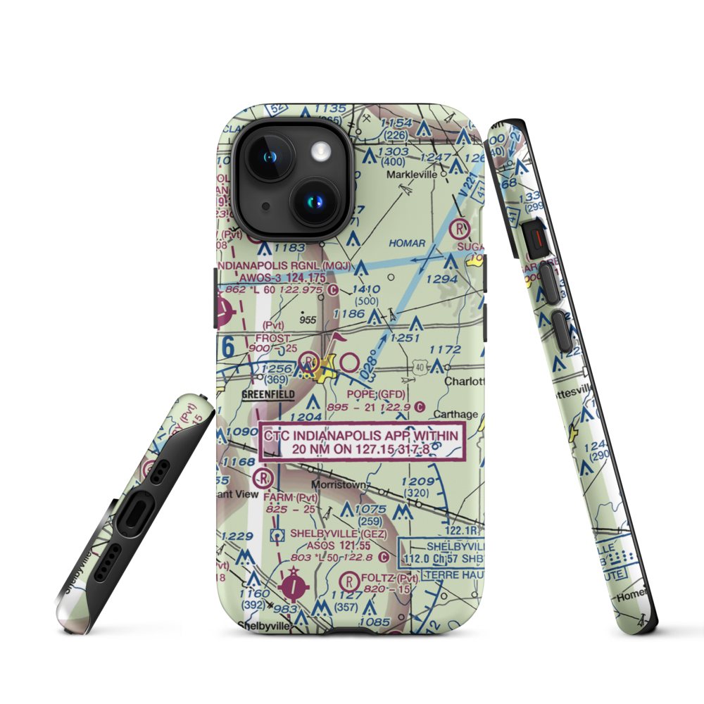 Pope Field (GFD) VFR Sectional  Tough iPhone Case iPhone 15 model shown