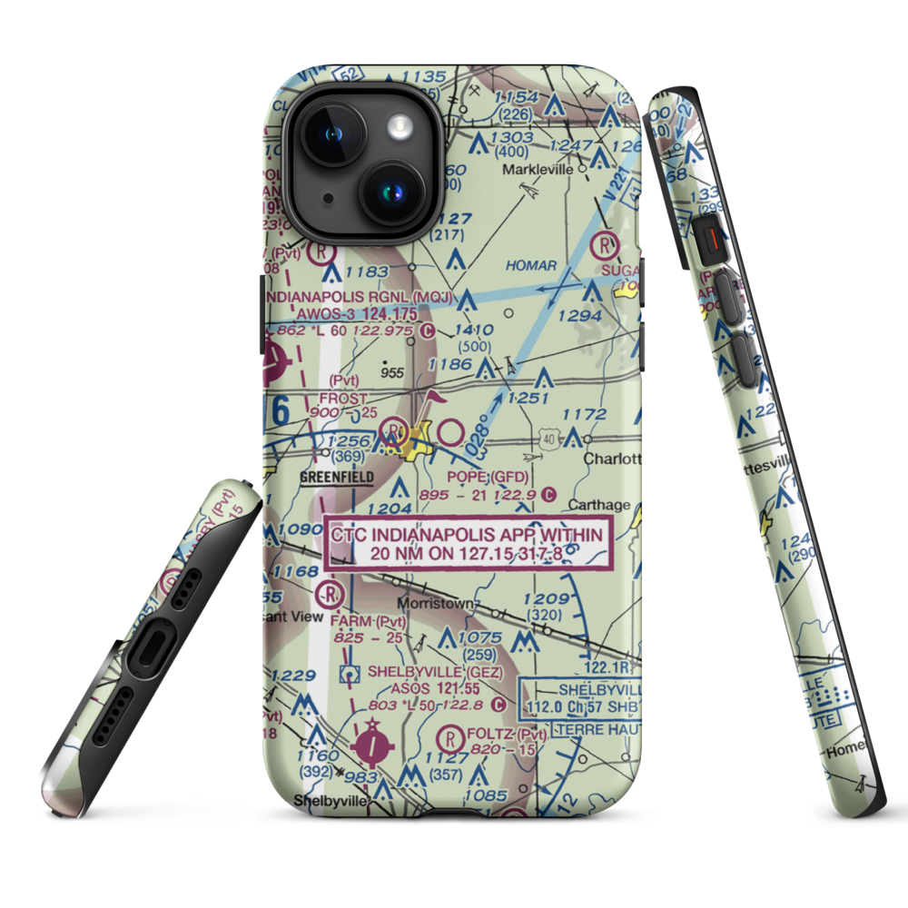 Pope Field (GFD) VFR Sectional  Tough iPhone Case iPhone 15 Plus model shown