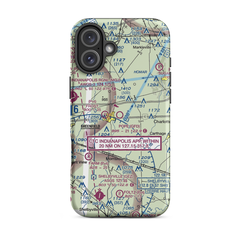 Pope Field (GFD) VFR Sectional  Tough iPhone Case iPhone 16 Plus model shown