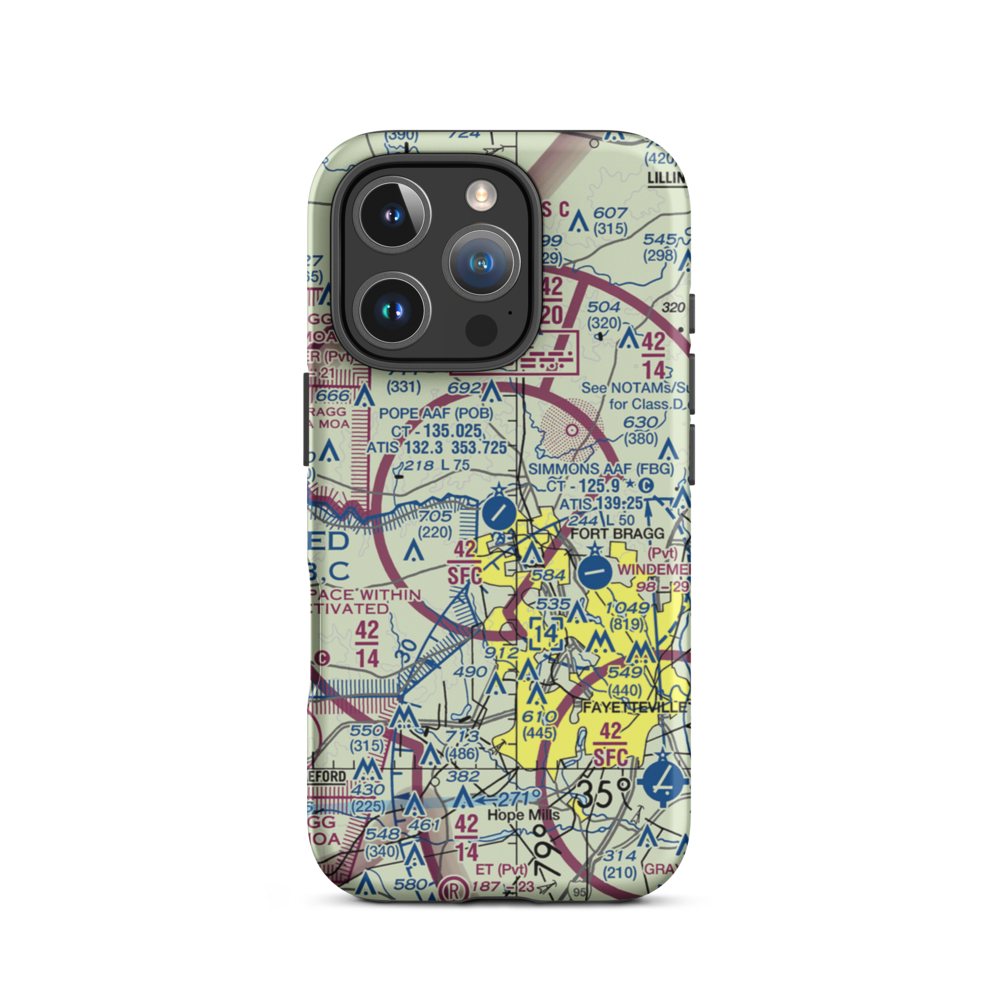 Pope Field (POB) VFR Sectional  Tough iPhone Case iPhone 16 Pro model shown