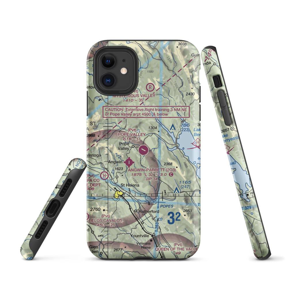 Pope Valley Airport (05CL) VFR Sectional  Tough iPhone Case iPhone 11 model shown