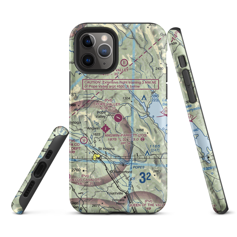 Pope Valley Airport (05CL) VFR Sectional  Tough iPhone Case iPhone 11 Pro model shown