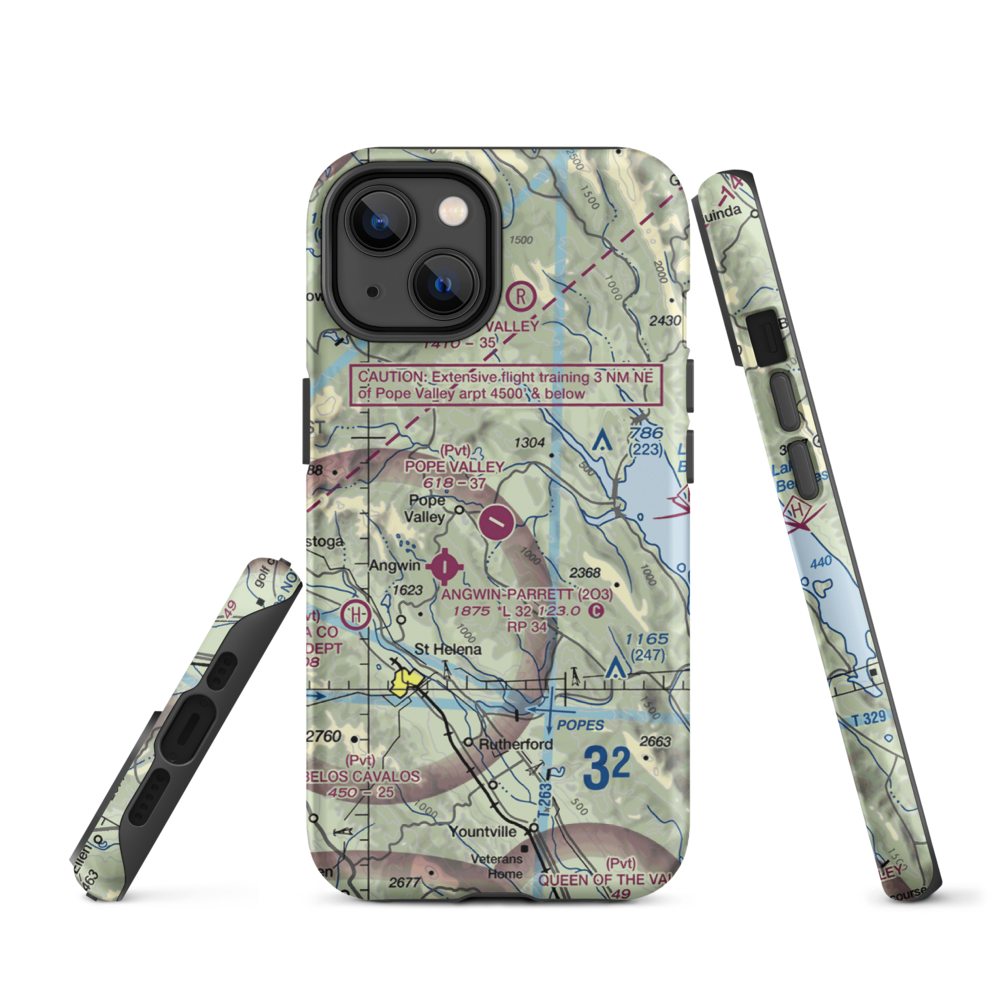 Pope Valley Airport (05CL) VFR Sectional  Tough iPhone Case iPhone 14 model shown