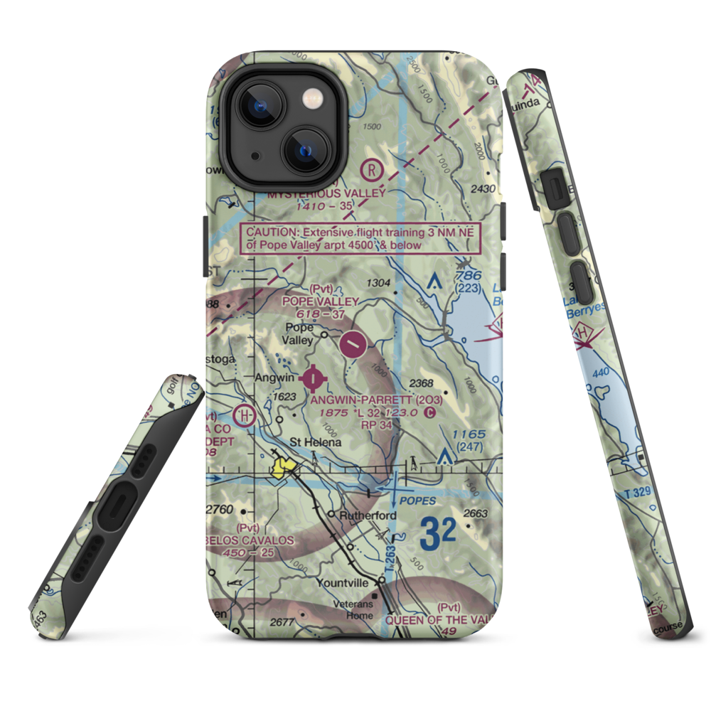 Pope Valley Airport (05CL) VFR Sectional  Tough iPhone Case iPhone 14 Plus model shown