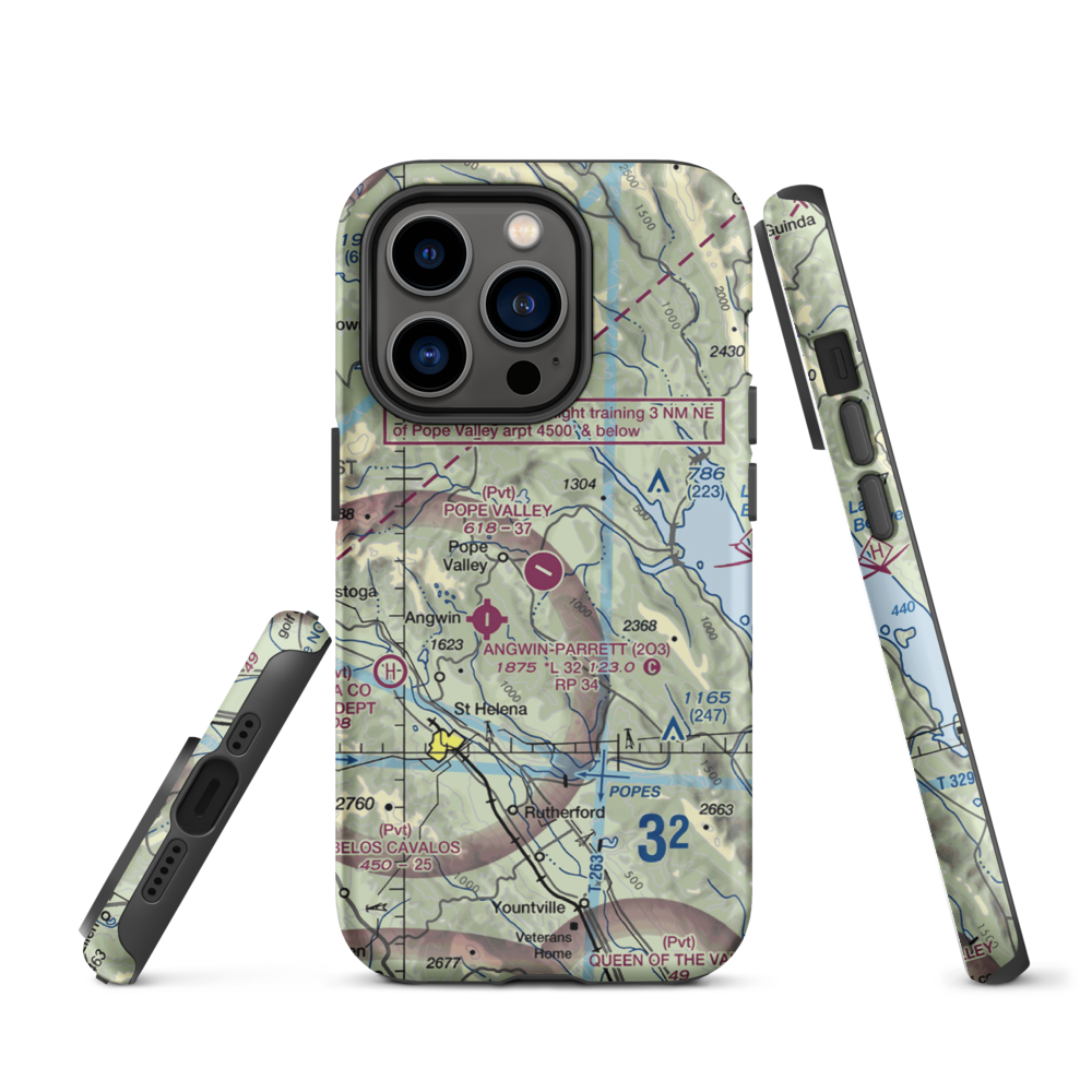 Pope Valley Airport (05CL) VFR Sectional  Tough iPhone Case iPhone 14 Pro model shown