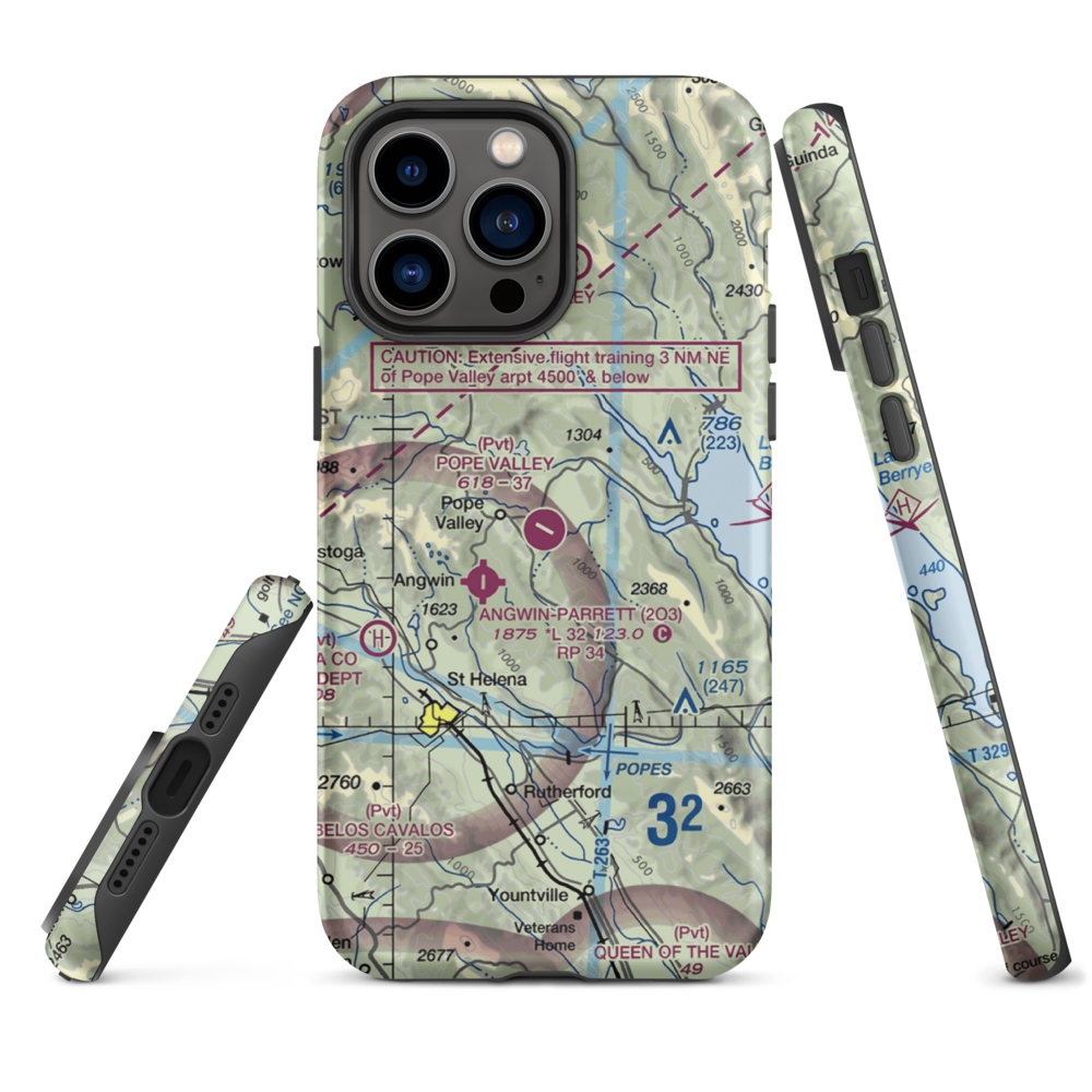 Pope Valley Airport (05CL) VFR Sectional  Tough iPhone Case iPhone 14 Pro Max model shown