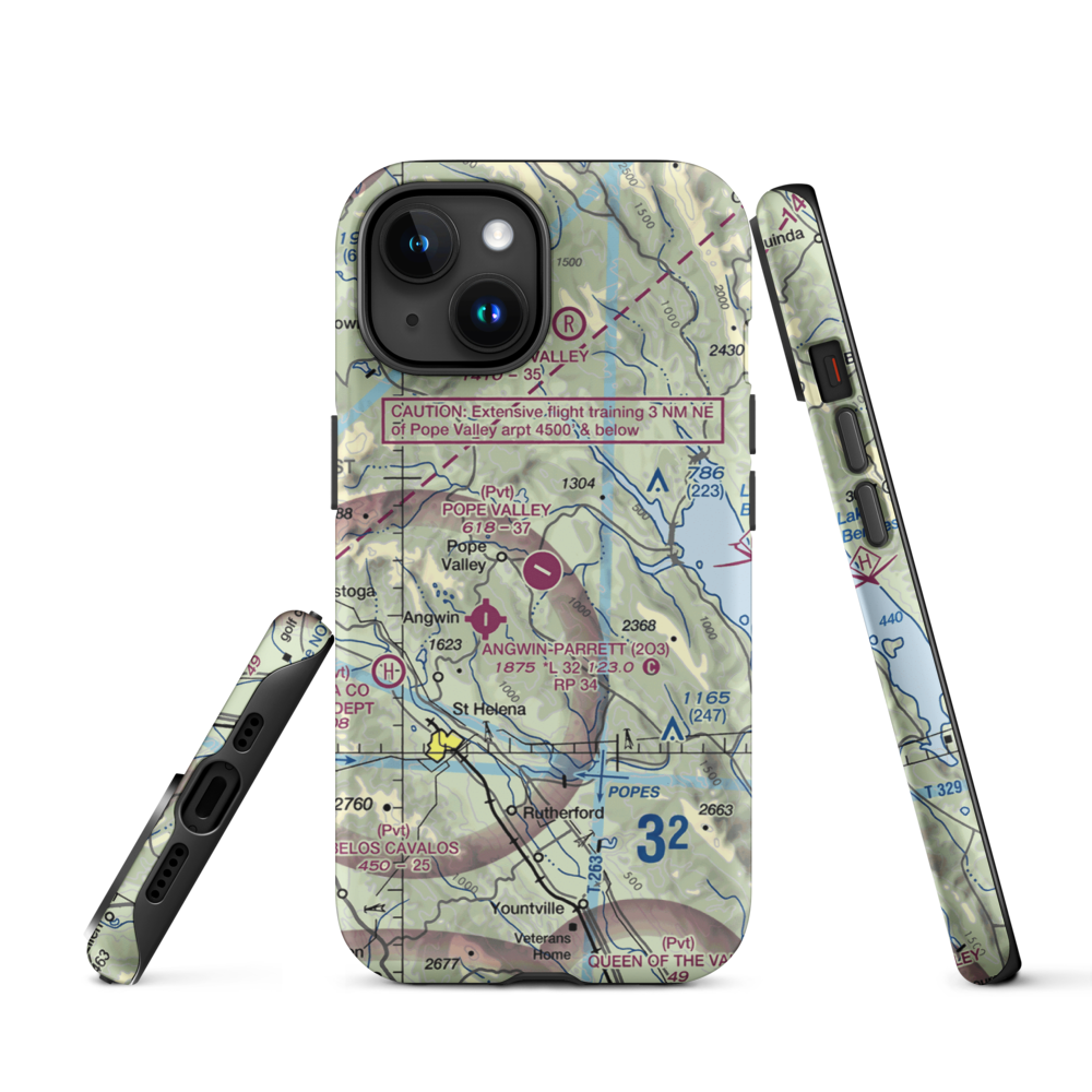 Pope Valley Airport (05CL) VFR Sectional  Tough iPhone Case iPhone 15 model shown